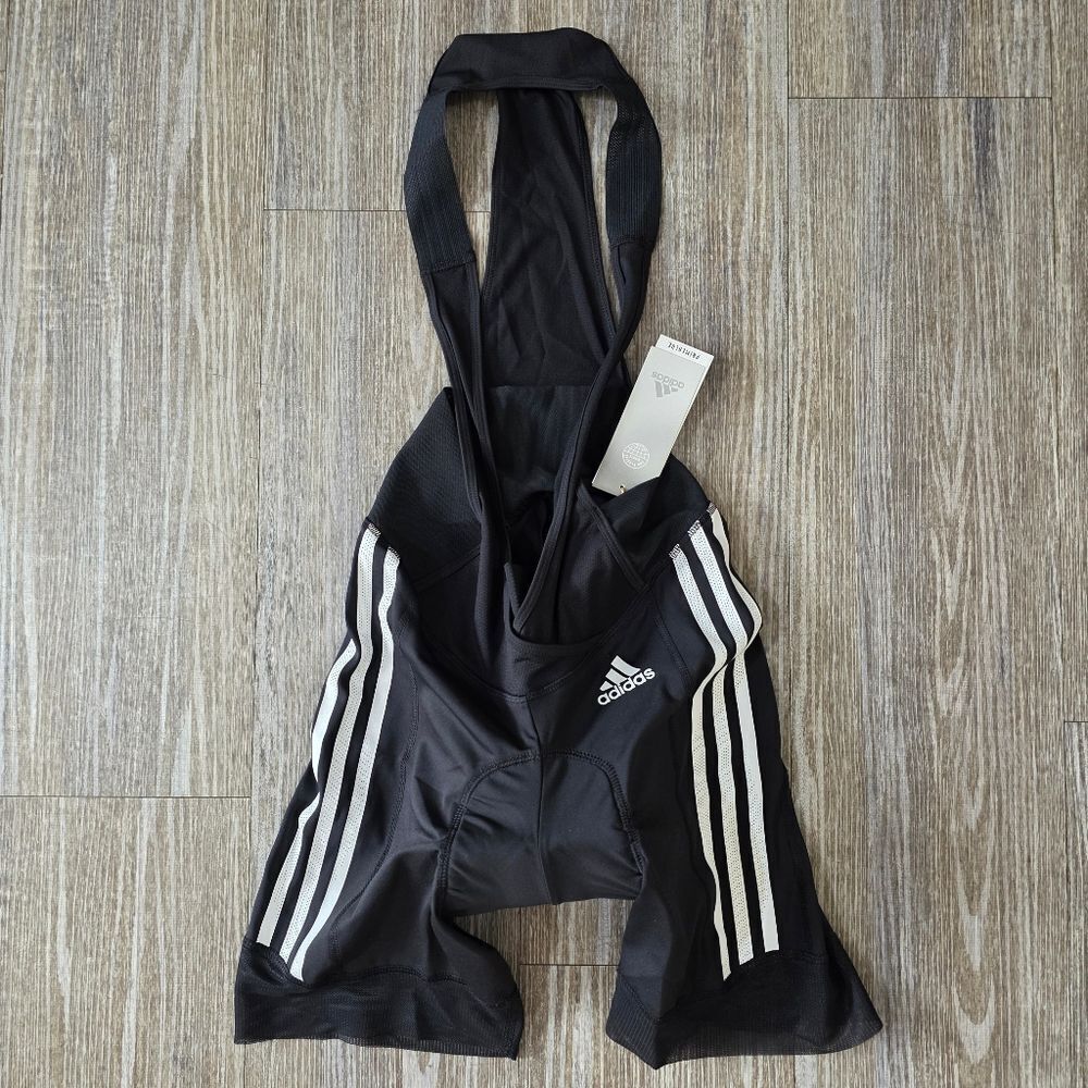 Adidas The Bib Padded Cycling Shorts Black White Women's Large Breathable Straps - Picture 3 of 15